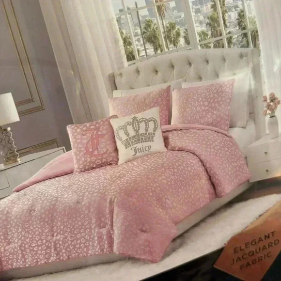 Juicy Couture Home Pink Animal Print King Pillow Shams and Two Accent Pillows - Picture 4 of 9